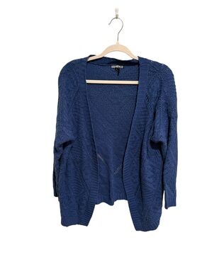 Open-Front Navy Knit Women's Cardigan Sweater